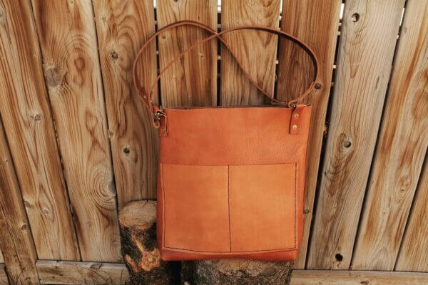 Leather Tote Bag - Textured Tan